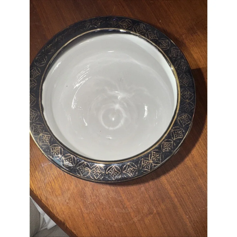 Vintage Lemax Gold‎ Black Bowl Vase Decorative Piece RARE OLA50